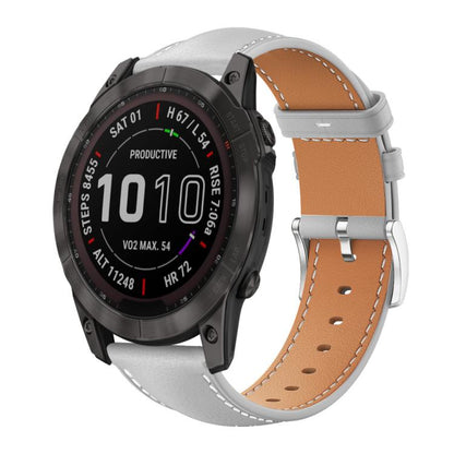 Bracelet de montre xDfind Flat Head Black Shark en cuir grainé fin, For Garmin Fenix 8/7/6/5 22mm 20mm, For Garmin Fenix 8/7X/6X/5X 26mm 22mm, For Garmin Forerunner 220/735/735XT/230/235 20mm, For Garmin Forerunner 35/30/35j 20mm