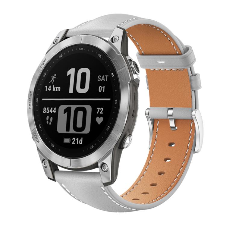 Bracelet de montre xDfind Flat Head Black Shark en cuir grainé fin, For Garmin Fenix 8/7/6/5 22mm 20mm, For Garmin Fenix 8/7X/6X/5X 26mm 22mm, For Garmin Forerunner 220/735/735XT/230/235 20mm, For Garmin Forerunner 35/30/35j 20mm