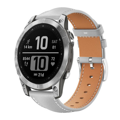 Bracelet de montre xDfind Flat Head Black Shark en cuir grainé fin, For Garmin Fenix 8/7/6/5 22mm 20mm, For Garmin Fenix 8/7X/6X/5X 26mm 22mm, For Garmin Forerunner 220/735/735XT/230/235 20mm, For Garmin Forerunner 35/30/35j 20mm