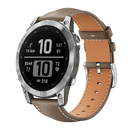 Bracelet de montre xDfind Flat Head Black Shark en cuir grainé fin, For Garmin Fenix 8/7/6/5 22mm 20mm, For Garmin Fenix 8/7X/6X/5X 26mm 22mm, For Garmin Forerunner 220/735/735XT/230/235 20mm, For Garmin Forerunner 35/30/35j 20mm