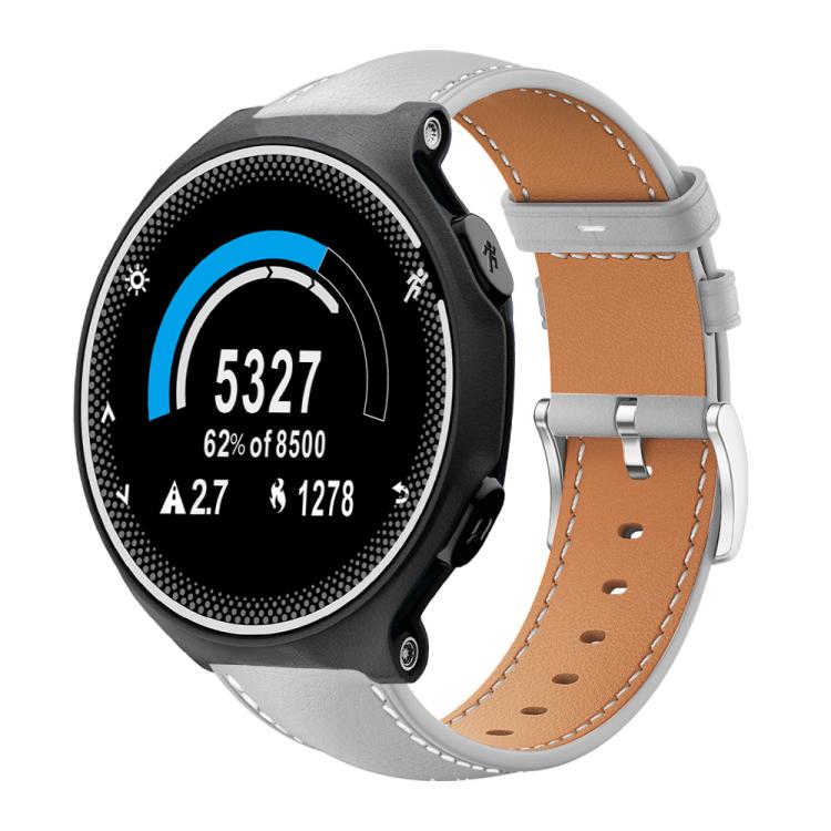 Bracelet de montre xDfind Flat Head Black Shark en cuir grainé fin, For Garmin Fenix 8/7/6/5 22mm 20mm, For Garmin Fenix 8/7X/6X/5X 26mm 22mm, For Garmin Forerunner 220/735/735XT/230/235 20mm, For Garmin Forerunner 35/30/35j 20mm