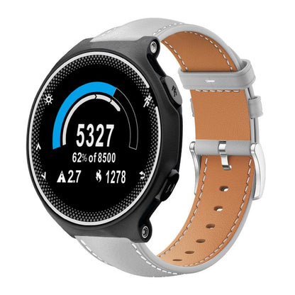 Bracelet de montre xDfind Flat Head Black Shark en cuir grainé fin, For Garmin Fenix 8/7/6/5 22mm 20mm, For Garmin Fenix 8/7X/6X/5X 26mm 22mm, For Garmin Forerunner 220/735/735XT/230/235 20mm, For Garmin Forerunner 35/30/35j 20mm
