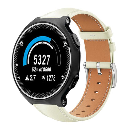 Bracelet de montre xDfind Flat Head Black Shark en cuir grainé fin, For Garmin Fenix 8/7/6/5 22mm 20mm, For Garmin Fenix 8/7X/6X/5X 26mm 22mm, For Garmin Forerunner 220/735/735XT/230/235 20mm, For Garmin Forerunner 35/30/35j 20mm