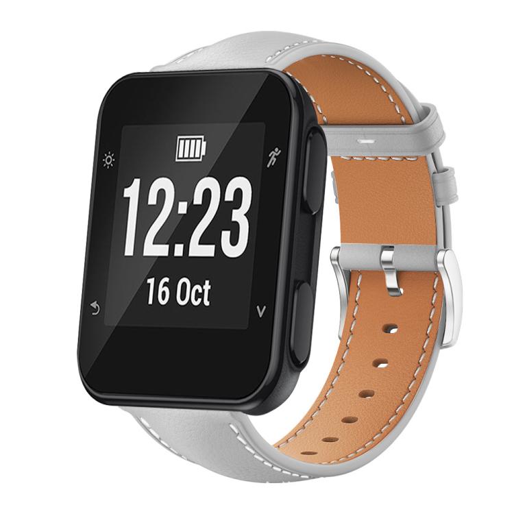 Bracelet de montre xDfind Flat Head Black Shark en cuir grainé fin, For Garmin Fenix 8/7/6/5 22mm 20mm, For Garmin Fenix 8/7X/6X/5X 26mm 22mm, For Garmin Forerunner 220/735/735XT/230/235 20mm, For Garmin Forerunner 35/30/35j 20mm