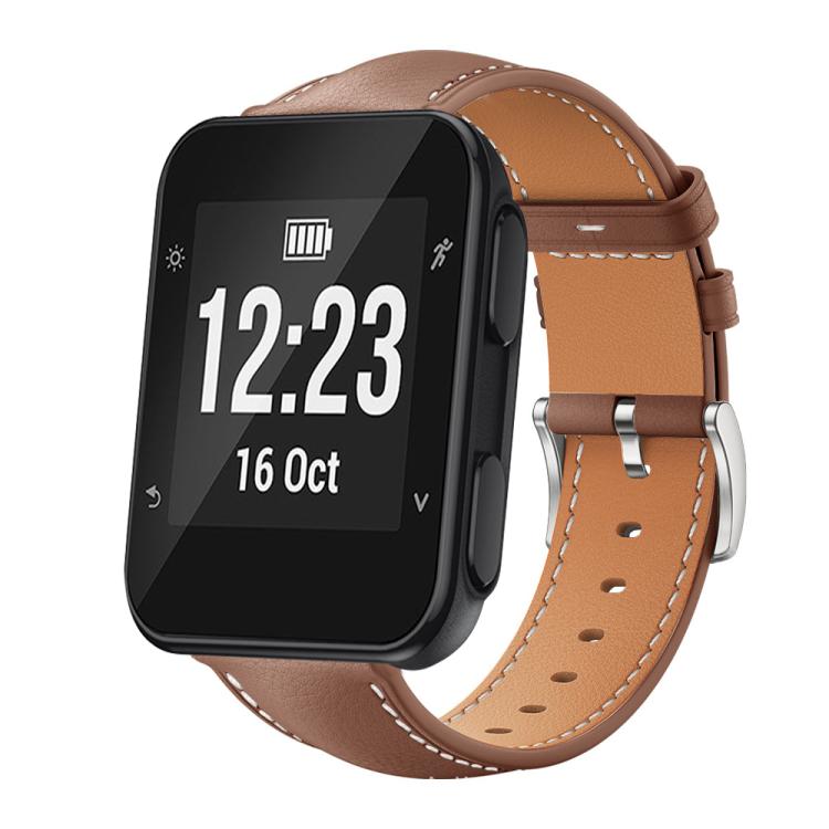 Bracelet de montre xDfind Flat Head Black Shark en cuir grainé fin, For Garmin Fenix 8/7/6/5 22mm 20mm, For Garmin Fenix 8/7X/6X/5X 26mm 22mm, For Garmin Forerunner 220/735/735XT/230/235 20mm, For Garmin Forerunner 35/30/35j 20mm