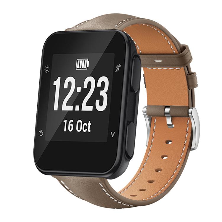 Bracelet de montre xDfind Flat Head Black Shark en cuir grainé fin, For Garmin Fenix 8/7/6/5 22mm 20mm, For Garmin Fenix 8/7X/6X/5X 26mm 22mm, For Garmin Forerunner 220/735/735XT/230/235 20mm, For Garmin Forerunner 35/30/35j 20mm