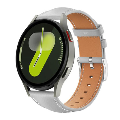 Bracelet de montre xDfind Flat Head Black Shark en cuir grainé fin, For Samsung Galaxy Watch Ultra / Ultra 2025, For Samsung Galaxy Watch8 / Watch8 Classic, For Samsung Galaxy Watch7 / FE / 6 / 5 / 4