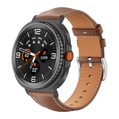 Bracelet de montre xDfind Flat Head Black Shark en cuir grainé fin, For Samsung Galaxy Watch Ultra / Ultra 2025, For Samsung Galaxy Watch8 / Watch8 Classic, For Samsung Galaxy Watch7 / FE / 6 / 5 / 4