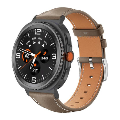 Bracelet de montre xDfind Flat Head Black Shark en cuir grainé fin, For Samsung Galaxy Watch Ultra / Ultra 2025, For Samsung Galaxy Watch8 / Watch8 Classic, For Samsung Galaxy Watch7 / FE / 6 / 5 / 4