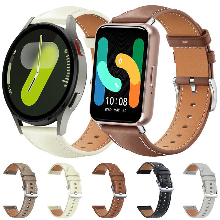 Bracelet de montre xDfind Flat Head Black Shark en cuir grainé fin, For Samsung Galaxy Watch Ultra / Ultra 2025, For Samsung Galaxy Watch8 / Watch8 Classic, For Samsung Galaxy Watch7 / FE / 6 / 5 / 4