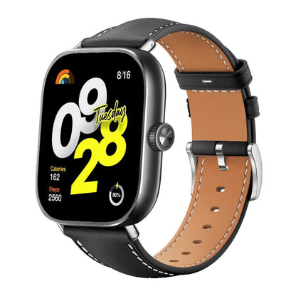 Bracelet de montre xDfind Flat Head Black Shark en cuir grainé fin, For Xiaomi Band 10 Pro / 9 Pro / Redmi Watch 6, For Redmi Watch 3 Active / Lite 20mm, For Redmi Watch 3 20mm