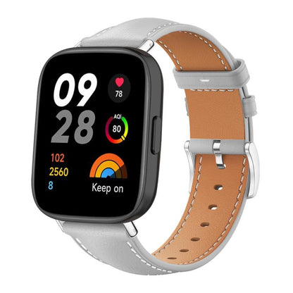 Bracelet de montre xDfind Flat Head Black Shark en cuir grainé fin, For Xiaomi Band 10 Pro / 9 Pro / Redmi Watch 6, For Redmi Watch 3 Active / Lite 20mm, For Redmi Watch 3 20mm