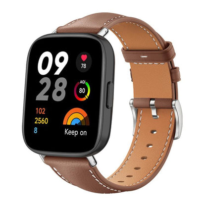 Bracelet de montre xDfind Flat Head Black Shark en cuir grainé fin, For Xiaomi Band 10 Pro / 9 Pro / Redmi Watch 6, For Redmi Watch 3 Active / Lite 20mm, For Redmi Watch 3 20mm
