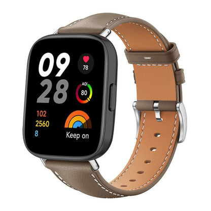 Bracelet de montre xDfind Flat Head Black Shark en cuir grainé fin, For Xiaomi Band 10 Pro / 9 Pro / Redmi Watch 6, For Redmi Watch 3 Active / Lite 20mm, For Redmi Watch 3 20mm