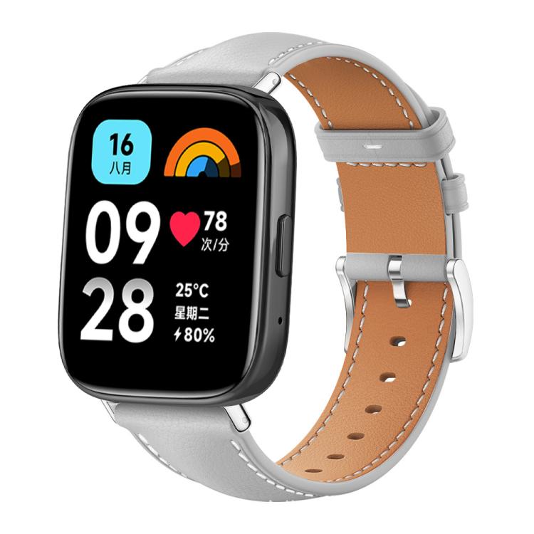 Bracelet de montre xDfind Flat Head Black Shark en cuir grainé fin, For Xiaomi Band 10 Pro / 9 Pro / Redmi Watch 6, For Redmi Watch 3 Active / Lite 20mm, For Redmi Watch 3 20mm