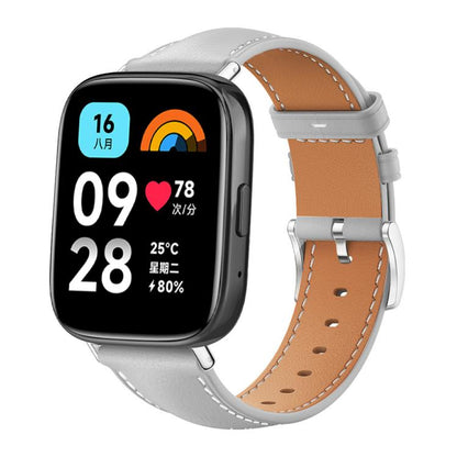 Bracelet de montre xDfind Flat Head Black Shark en cuir grainé fin, For Xiaomi Band 10 Pro / 9 Pro / Redmi Watch 6, For Redmi Watch 3 Active / Lite 20mm, For Redmi Watch 3 20mm