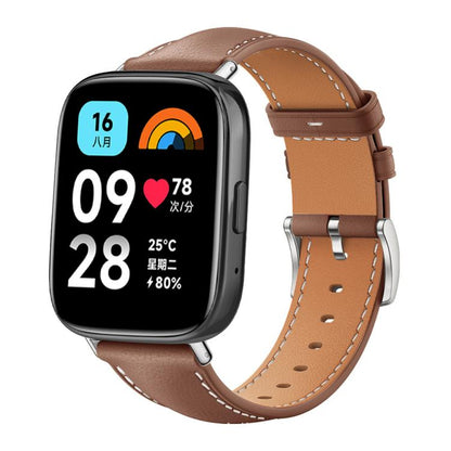 Bracelet de montre xDfind Flat Head Black Shark en cuir grainé fin, For Xiaomi Band 10 Pro / 9 Pro / Redmi Watch 6, For Redmi Watch 3 Active / Lite 20mm, For Redmi Watch 3 20mm