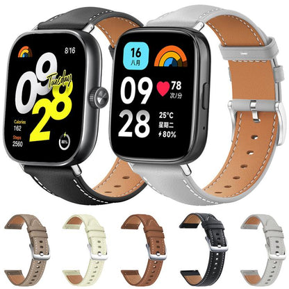Bracelet de montre xDfind Flat Head Black Shark en cuir grainé fin, For Xiaomi Band 10 Pro / 9 Pro / Redmi Watch 6, For Redmi Watch 3 Active / Lite 20mm, For Redmi Watch 3 20mm