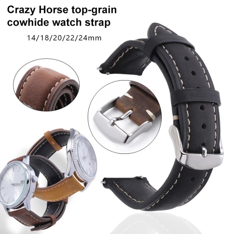 Bracelet de montre en cuir texturé Crazy Horse rétro xDfind, 24mm for Suunto 9 / 9 Baro / D5 / Core / 7, 14mm, 18mm, 20mm, 22mm