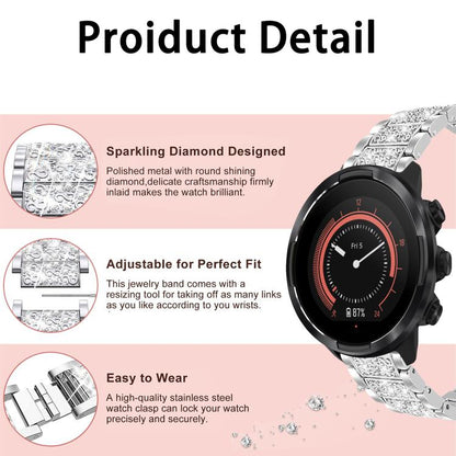 Bracelet de montre en acier inoxydable xDfind Diamond Jewelry, For Suunto 9 / 9 Baro / D5 / Core / 7 22mm