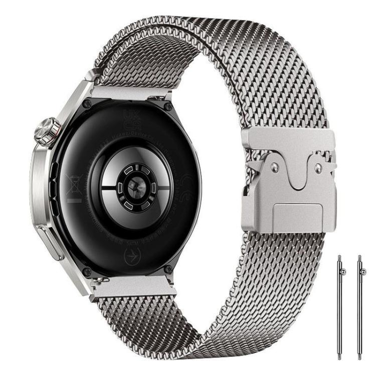 Bracelet de montre xDfind en acier inoxydable à maille fine surélevée et boucle parachute milanaise, 22mm