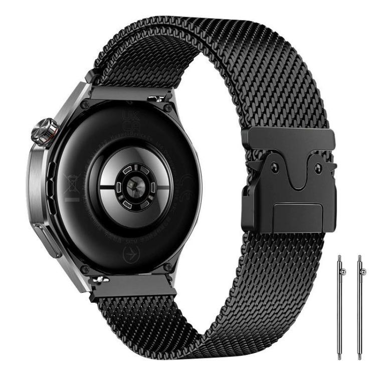 Bracelet de montre xDfind en acier inoxydable à maille fine surélevée et boucle parachute milanaise, 22mm