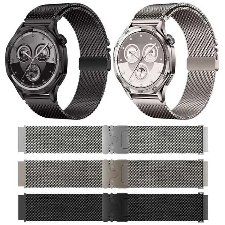 Bracelet de montre xDfind en acier inoxydable à maille fine surélevée et boucle parachute milanaise, 22mm