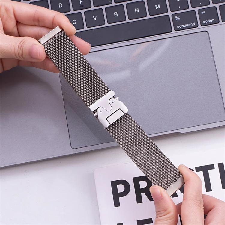 Bracelet de montre xDfind en acier inoxydable à maille fine surélevée et boucle parachute milanaise, 22mm