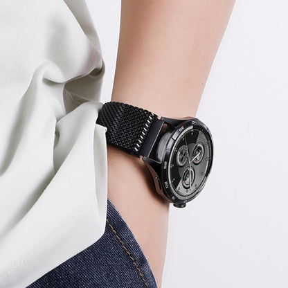 Bracelet de montre xDfind en acier inoxydable à maille fine surélevée et boucle parachute milanaise, 22mm