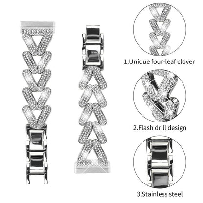 20mm xDfind Small Twist Diamond Metal Watch Band, For Fitbit Versa 4 / 3 / Sense / Sense 2