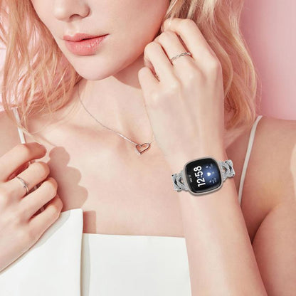 20mm xDfind Small Twist Diamond Metal Watch Band, For Fitbit Versa 4 / 3 / Sense / Sense 2