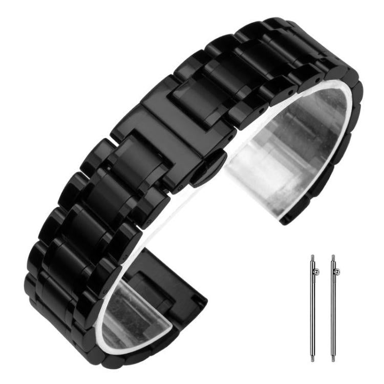 Bracelet de montre xDfind à cinq perles en acier inoxydable massif avec boucle papillon, 14mm, 18mm, 20mm, 22mm