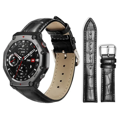 Bracelet de montre en cuir à boucle ardillon xDfind, texture bambou, For Amazfit T-Rex3 22mm