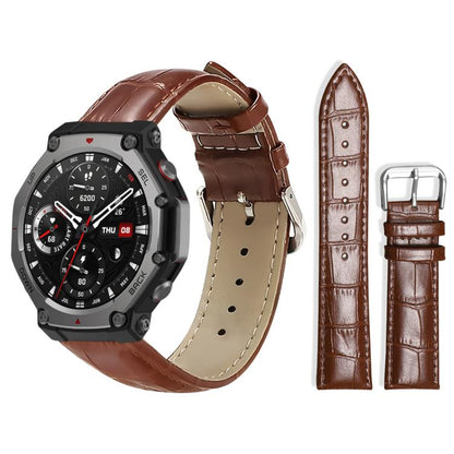 Bracelet de montre en cuir à boucle ardillon xDfind, texture bambou, For Amazfit T-Rex3 22mm