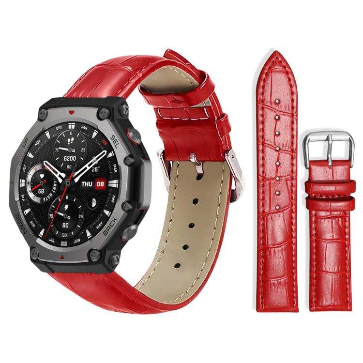 Bracelet de montre en cuir à boucle ardillon xDfind, texture bambou, For Amazfit T-Rex3 22mm