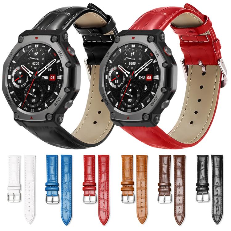 Bracelet de montre en cuir à boucle ardillon xDfind, texture bambou, For Amazfit T-Rex3 22mm