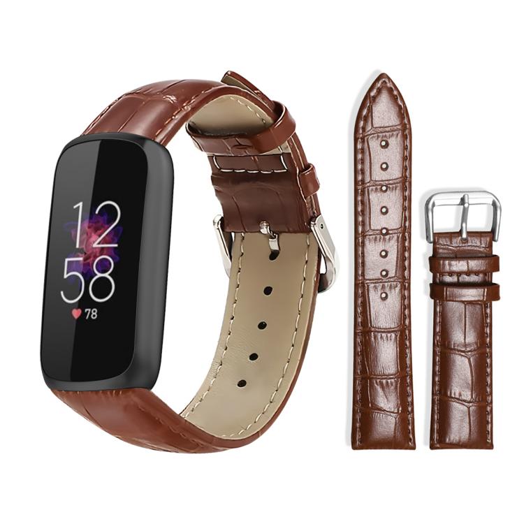 Bracelet de montre en cuir à boucle ardillon xDfind, texture bambou, For Fitbit Charge 6 / 5 18mm, For Fitbit Inspire 3 12mm, For Fitbit Versa 4 / 3 / Sense2 / 1 20mm, For Fitbit Luxe / Special Edition 12mm, For Fitbit Inspire 2 / Ace 3 14mm           ...