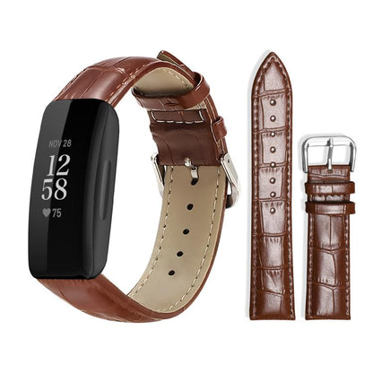Bracelet de montre en cuir à boucle ardillon xDfind, texture bambou, For Fitbit Charge 6 / 5 18mm, For Fitbit Inspire 3 12mm, For Fitbit Versa 4 / 3 / Sense2 / 1 20mm, For Fitbit Luxe / Special Edition 12mm, For Fitbit Inspire 2 / Ace 3 14mm           ...