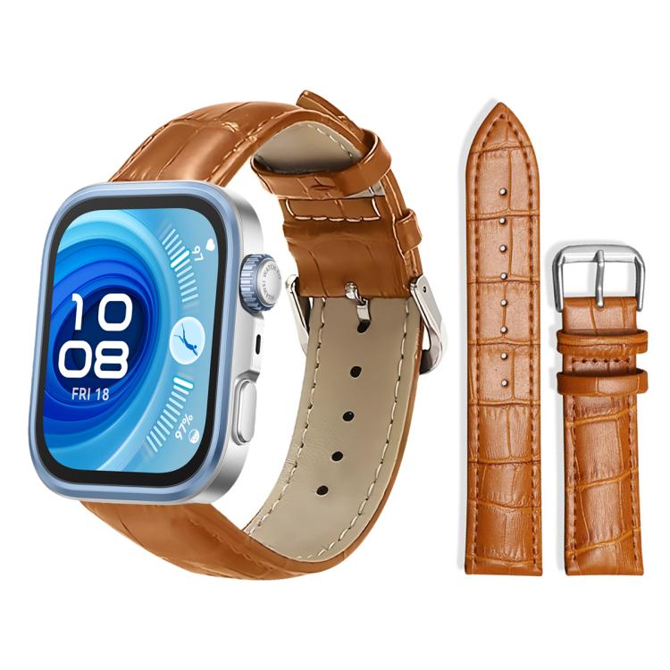 Bracelet de montre en cuir à boucle ardillon xDfind, texture bambou, For Huawei Watch Fit 5 / Fit 5 Pro 20mm, For Huawei Band 10 / 9 / 8 14mm, For Huawei Watch D2 22mm