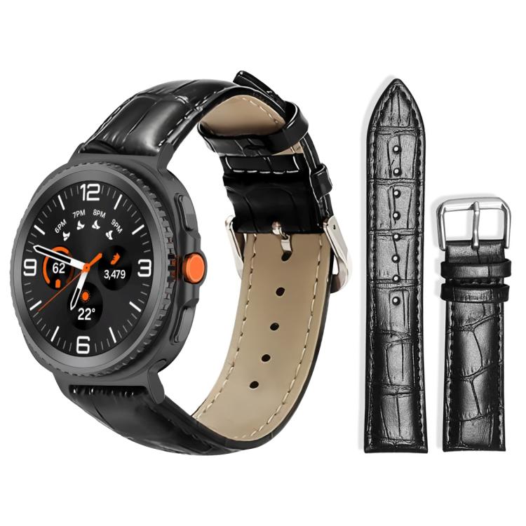 Bracelet de montre en cuir à boucle ardillon xDfind, texture bambou, For Samsung Galaxy Watch Ultra / Ultra 2025 22mm, For Samsung Galaxy Watch8 / Wacth8 Classic 22mm, For Samsung Galaxy Watch7 / FE / 6 / 5 / 4 20mm, For Samsung Galaxy Fit3 SM-R390 20mm