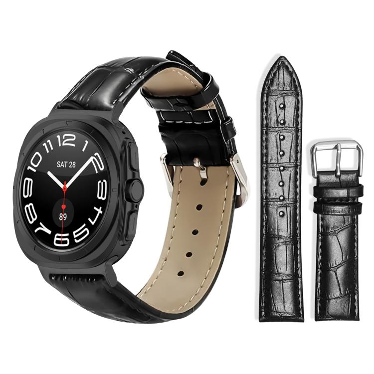 Bracelet de montre en cuir à boucle ardillon xDfind, texture bambou, For Samsung Galaxy Watch Ultra / Ultra 2025 22mm, For Samsung Galaxy Watch8 / Wacth8 Classic 22mm, For Samsung Galaxy Watch7 / FE / 6 / 5 / 4 20mm, For Samsung Galaxy Fit3 SM-R390 20mm