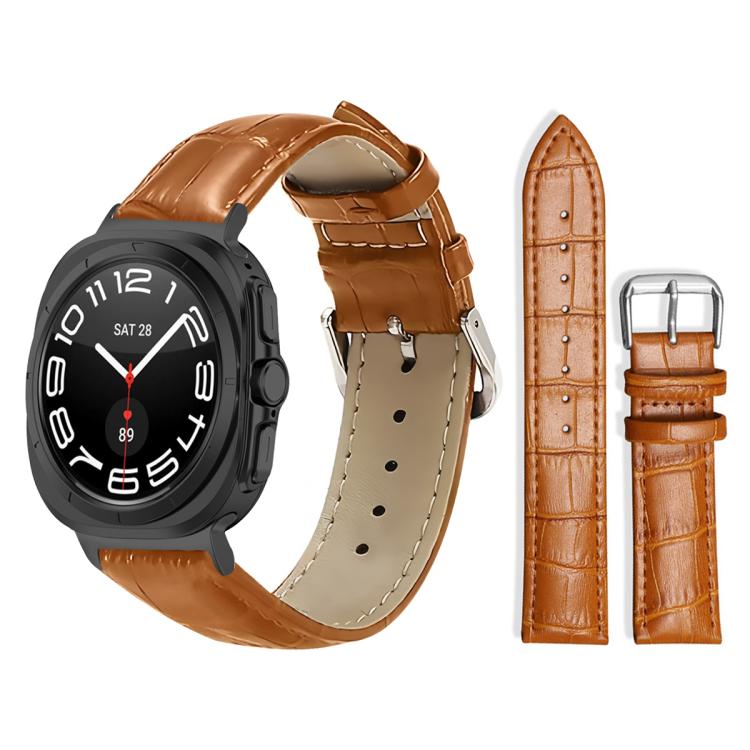 Bracelet de montre en cuir à boucle ardillon xDfind, texture bambou, For Samsung Galaxy Watch Ultra / Ultra 2025 22mm, For Samsung Galaxy Watch8 / Wacth8 Classic 22mm, For Samsung Galaxy Watch7 / FE / 6 / 5 / 4 20mm, For Samsung Galaxy Fit3 SM-R390 20mm