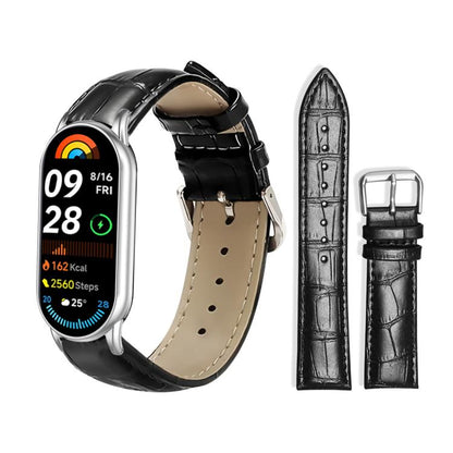 Bracelet de montre en cuir à boucle ardillon xDfind, texture bambou, For Xiaomi Band 10 Pro / 9 Pro / Redmi Watch 6, For Xiaomi Smart Band 10 / 9 / 8 / NFC 14mm, For Redmi Watch 3 Active / Lite 20mm, For Redmi Watch 3 20mm