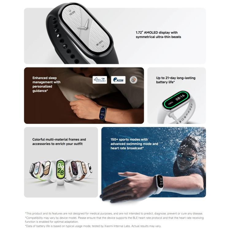 Bracelet connecté Xiaomi Smart Band 10 d'origine, écran AMOLED de 1,72 pouce, étanche jusqu'à 5 ATM, compatible avec la mesure de l'oxygène sanguin et de la fréquence cardiaque., Smart Band 10 Black