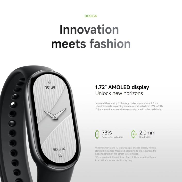 Bracelet connecté Xiaomi Smart Band 10 d'origine, écran AMOLED de 1,72 pouce, étanche jusqu'à 5 ATM, compatible avec la mesure de l'oxygène sanguin et de la fréquence cardiaque., Smart Band 10 Black