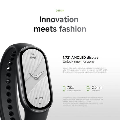 Bracelet connecté Xiaomi Smart Band 10 d'origine, écran AMOLED de 1,72 pouce, étanche jusqu'à 5 ATM, compatible avec la mesure de l'oxygène sanguin et de la fréquence cardiaque., Smart Band 10 Black