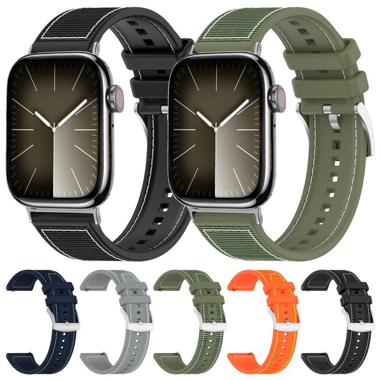 Bracelet de montre hybride en nylon tressé et silicone xDfind, For Apple Watch 42 / 44 / 45 / 46 / 49mm 22mm, For Apple Watch 38 / 40 / 41 / S10 42mm 20mm