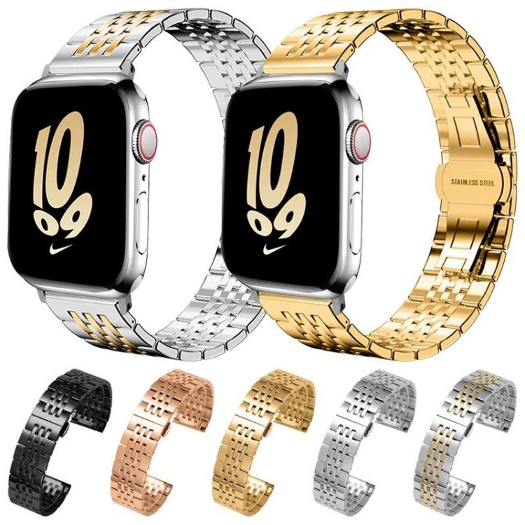 Bracelet de montre xDfind à sept perles en acier inoxydable massif, For Apple Watch 42 / 44 / 45 / 46 / 49mm 22mm, For Apple Watch 38 / 40 / 41 / S10 42mm 20mm