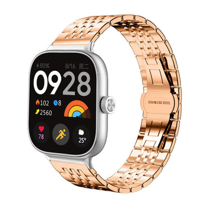Bracelet de montre xDfind à sept perles en acier inoxydable massif, For Xiaomi Band 10 Pro / 9 Pro / Redmi Watch 6, For Xiaomi Smart Band 10 / 9 / 8 NFC 14mm, For Redmi Watch 3 Active / Lite 20mm, For Redmi Watch 3 20mm