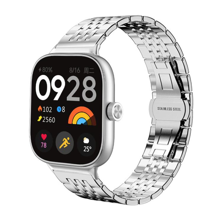 Bracelet de montre xDfind à sept perles en acier inoxydable massif, For Xiaomi Band 10 Pro / 9 Pro / Redmi Watch 6, For Xiaomi Smart Band 10 / 9 / 8 NFC 14mm, For Redmi Watch 3 Active / Lite 20mm, For Redmi Watch 3 20mm